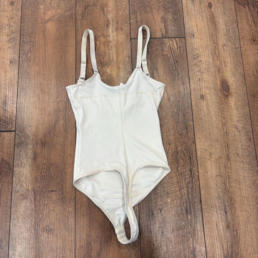 SHAPERX Seamless Open-Bust Tummy Control Thong Bodysuit Women's XS Beige $50 - Picture 6 of 12